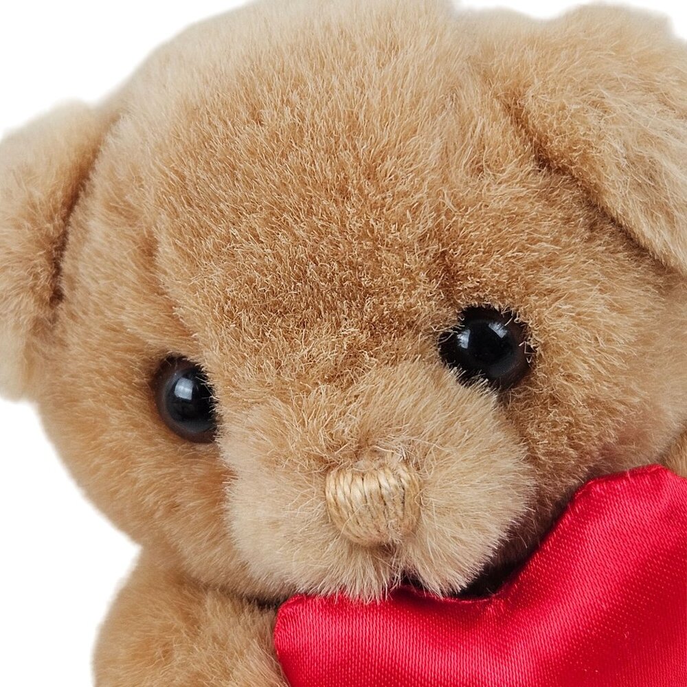 Russ Berrie Teddy Bear Plush Red SatinHeart 6 in Polyester Fiber Vintage - Picture 2 of 9
